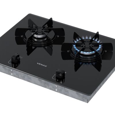 Cooktop Linear 2 Bocas Venax Arena Preto Gas Glp