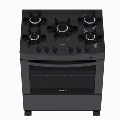 Fogao 5 Bocas Venax Delplus Vitreo Bl Grafite Gas Glp