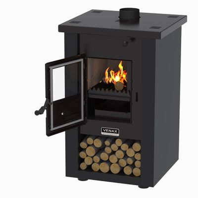 Calefator a Lenha Pyron Dupla Combustao Preto Fosco