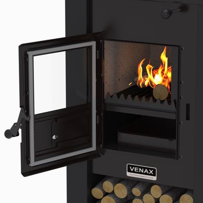 Calefator a Lenha Pyron Dupla Combustao Preto Fosco