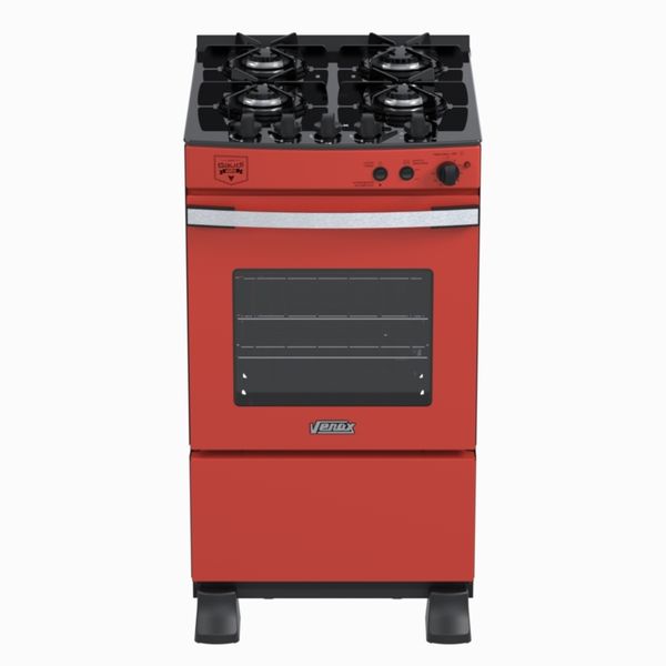 Fogao 4 Bocas Venax Gaudi Vetro Vitreo Vermelho Gas Glp 220 V