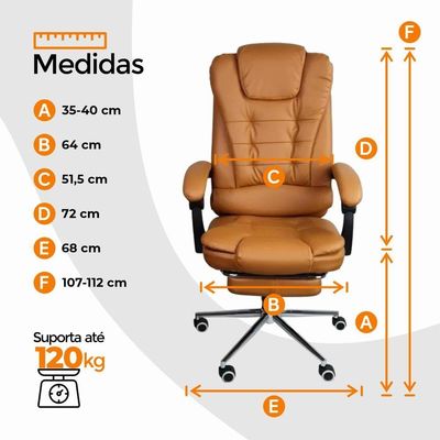 Kit 2 Cadeiras De Escritório Presidente Soft Ergonômica Apoio Para Pés Marrom