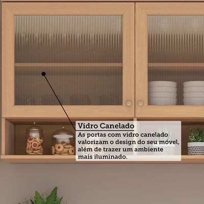 Cozinha Completa De Canto 100% Mdf 12 Pçs Duna Luciane Móvei Freijó-cinammon