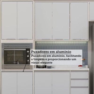 Cozinha Modulada Compacta 4 Peças Com Tampo Art Luciane Móve Pátina-cinza Cristal
