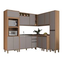 Cozinha Completa 8 Pçs Espaço Micro-ondas 365cm Isa Luciane Vanilla-cinza Puro