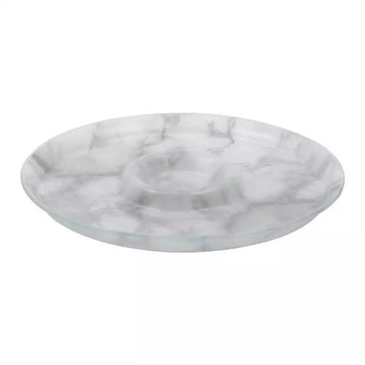 Petisqueira em Vidro Decorglass Redonda Marmorizada UNICA
