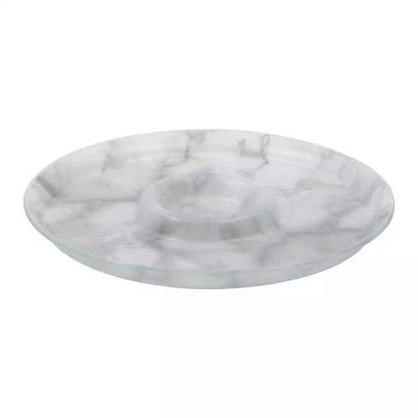 Petisqueira em Vidro Decorglass Redonda Marmorizada UNICA