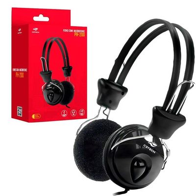 Fone De Ouvido Headphone C3tech Tricerix, Usb, Microfone Integrado, Driver 40mm, Preto - Ph-200bk