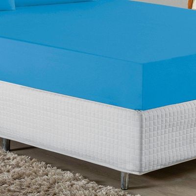 Jogo De Cama Queen Nobre 3 Peças Lençol Com Elástico De 30cm De Altura Malha 100% Algodão - Turquesa