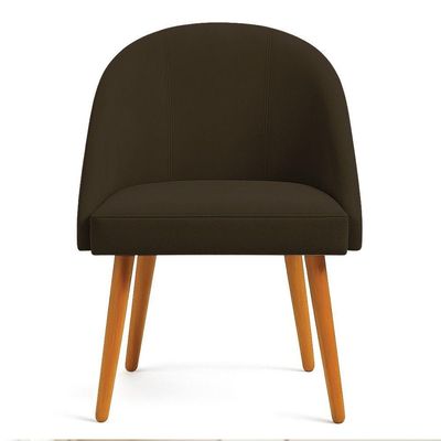 Kit 02 Cadeiras Poltrona De Jantar Luna Suede Marrom Pés Palito Castanho - Pallazio
