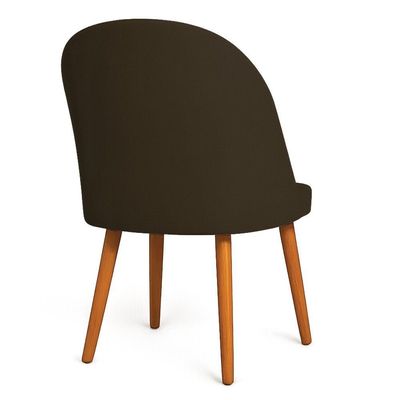 Kit 02 Cadeiras Poltrona De Jantar Luna Suede Marrom Pés Palito Castanho - Pallazio
