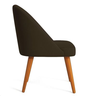Kit 02 Cadeiras Poltrona De Jantar Luna Suede Marrom Pés Palito Castanho - Pallazio