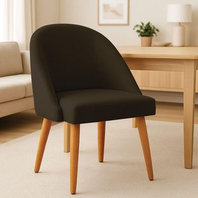 Kit 02 Cadeiras Poltrona De Jantar Luna Suede Marrom Pés Palito Castanho - Pallazio