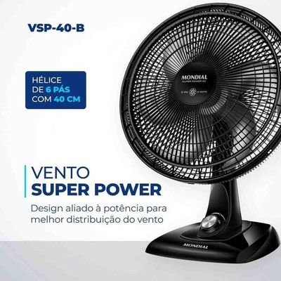 Kit 2 Ventilador 40cm 6 Pas Turbo Mondial 3 Velocidades Vsp40 220V