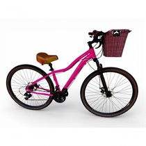 Bicicleta Aro 29 Feminina Absolute Hera Retrô Vintage 21v  Cesta Selim 2 Molas Rosa Tam 15