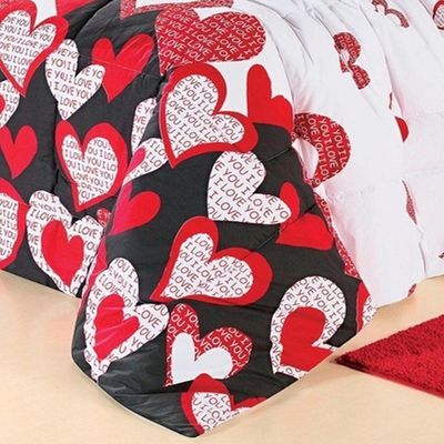 Kit Edredom Desire Casal Padrão 5 Peças Percal 200 Fios 100% Algodão - Estampa Love