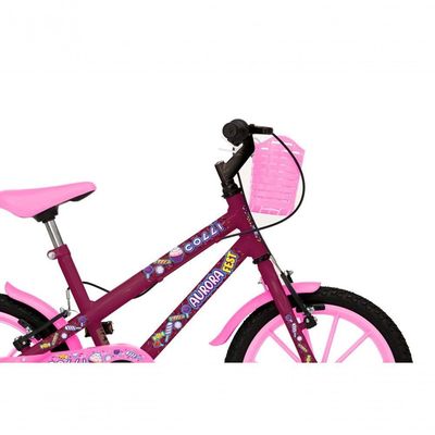 Bicicleta Aurora Fest, Aro 16, Com Freios V-brake, Com Rodas De Apoio, Capa Corrente E Cestinha Roxo