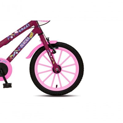 Bicicleta Aurora Fest, Aro 16, Com Freios V-brake, Com Rodas De Apoio, Capa Corrente E Cestinha Roxo