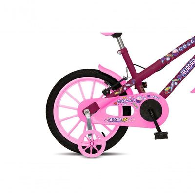 Bicicleta Aurora Fest, Aro 16, Com Freios V-brake, Com Rodas De Apoio, Capa Corrente E Cestinha Roxo