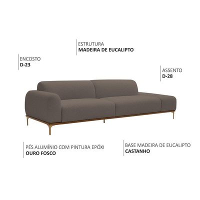 Sofá Living Unne 3 Lugares 210cm Terminal Esquerdo Bouclé Marrom - Nexta Casa Cor Marrom