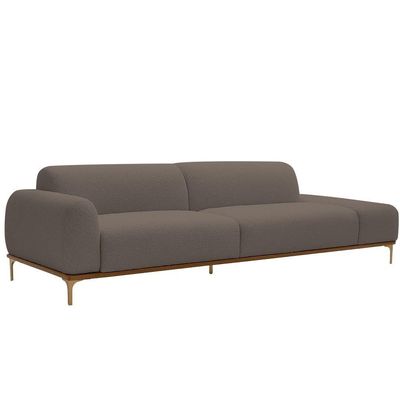 Sofá Living Unne 3 Lugares 210cm Terminal Esquerdo Bouclé Marrom - Nexta Casa Cor Marrom