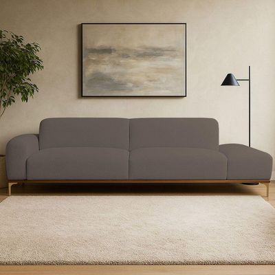Sofá Living Unne 3 Lugares 210cm Terminal Esquerdo Bouclé Marrom - Nexta Casa Cor Marrom