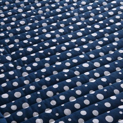 Kit Cobre Leito Colcha Polly King 3 Peças Malha 100% Algodão Estampa Bolinhas - Azul Marinho