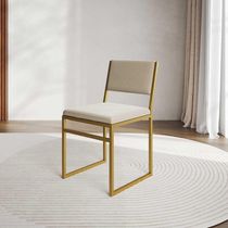 Kit 6 Cadeiras Industrial Isa Veludo Bege Base Dourado Para Mesa Sala Cozinha - Dourado-bege