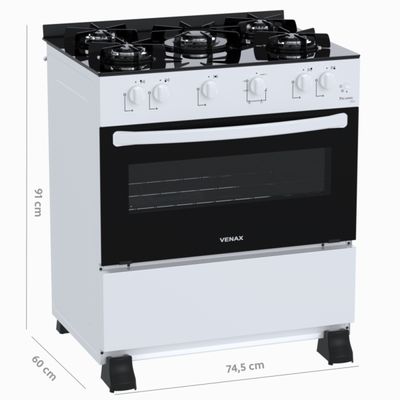 Fogao 5 Bocas Venax Picasso Line Branco Gas Glp