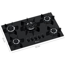 Cooktop 5 Bocas Venax Sognare Tripla Chama Preto Gas Glp