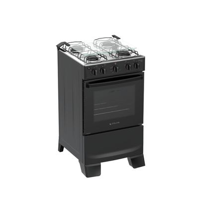 Fogão Atlas Mônaco Plus 4 Bocas com Mesa Inox e Acendimento Automático Bivolt Preto
