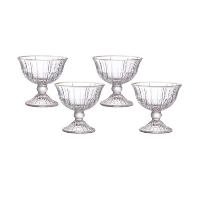Conjunto de Taças para Sobremesa Hauskraft Melina 200 ml com Borda Dourada - 4 Peças