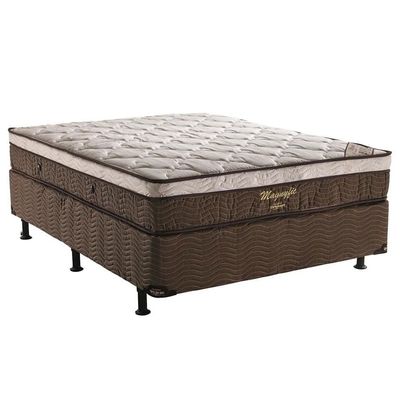 Cama Box de Casal Ortobom Magnyfic com Ortopillow e Molas Ensacadas 65x138x188cm - Marrom/Bege