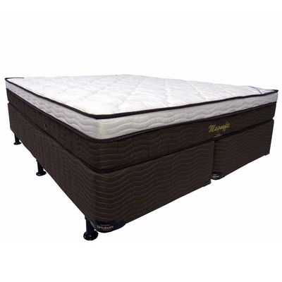 Cama Box Queen Size Ortobom Magnyfic com Ortopillow e Molas Ensacadas 65x158x198 cm - Marrom/Bege