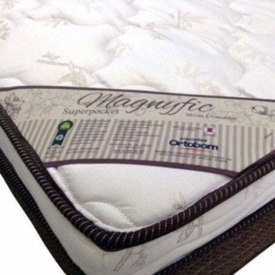 Cama Box de Casal Ortobom Magnyfic com Ortopillow e Molas Ensacadas 65x138x188cm - Marrom/Bege