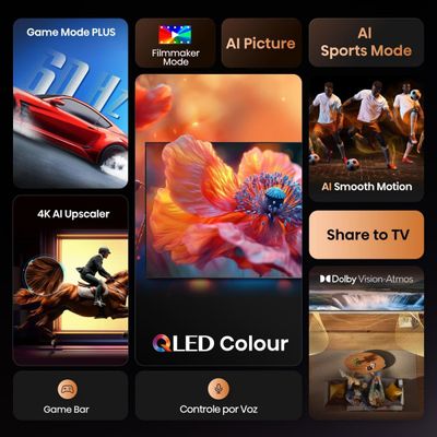 Smart TV 65 4K UHD Hisense QLED 65Q6QV HDR10 Dolby Atmos Vidaa U9 Preta