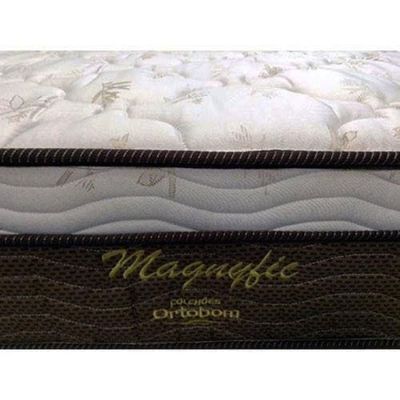 Cama Box de Casal Ortobom Magnyfic com Ortopillow e Molas Ensacadas 65x138x188cm - Marrom/Bege