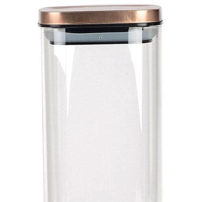 Porta Mantimentos Quadrado Dynasty em Vidro Borossilicato com Tampa de Metal Cobre  1,9L
