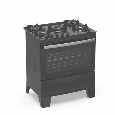 Fogão Atlas Agile Up Glass 5 Bocas com Mesa de Vidro e Tripla Chama Bivolt Preto