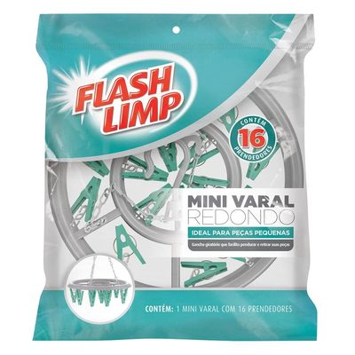 Mini Varal Redondo FlashLimp LAV6810 com 16 Prendedores em Plástico