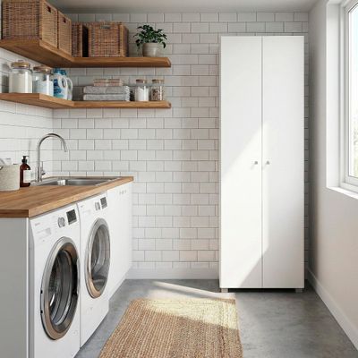 Armário Multiuso Bartira New Clean Branco 2 Portas em MDP com 3 Prateleiras