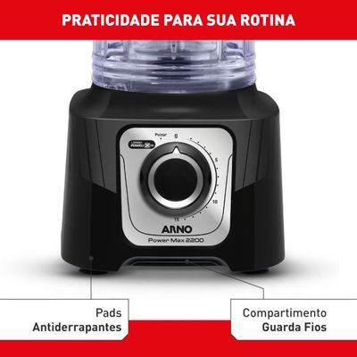 Liquidificador Arno Power Max LN66 2200W 3,1L 15 Velocidades Preto Preto / 110