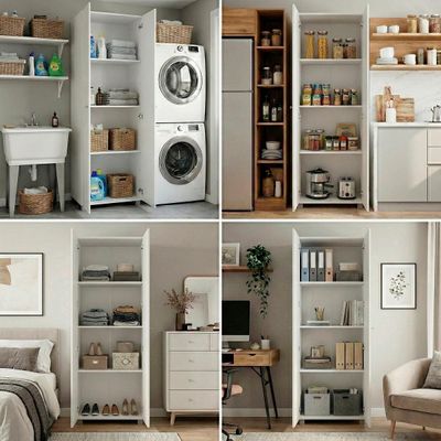 Armário Multiuso Bartira New Clean Branco 2 Portas em MDP com 3 Prateleiras