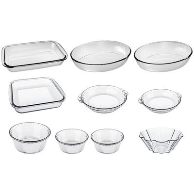 Conjunto de Travessas Refratárias Marinex em Vidro - 10 Peças