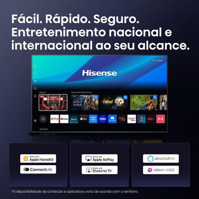 Smart TV 65 4K UHD Hisense QLED 65Q6QV HDR10 Dolby Atmos Vidaa U9 Preta
