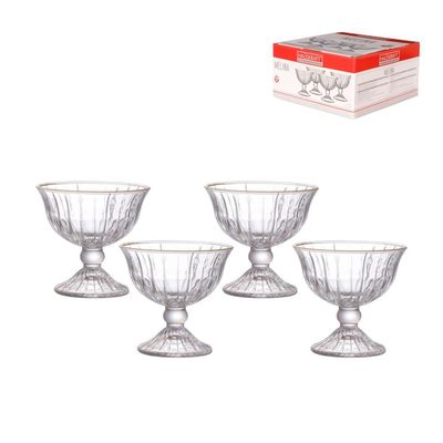 Conjunto de Taças para Sobremesa Hauskraft Melina 200 ml com Borda Dourada - 4 Peças