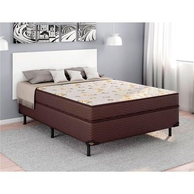 Cama Box Conjugada Casal Ortobom Turin Spring com Ortopillow e Molas Nanolastic 43x138x188cm - Marrom/Bege
