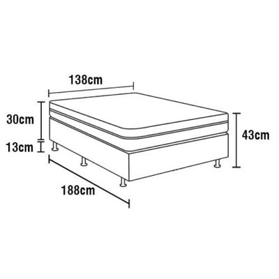 Cama Box Conjugada Casal Ortobom Turin Spring com Ortopillow e Molas Nanolastic 43x138x188cm - Marrom/Bege