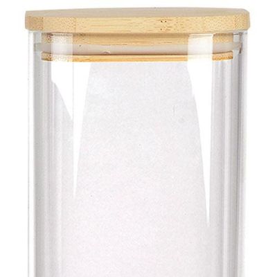 Porta Mantimentos Quadrado Dynasty em Vidro Borossilicato com Tampa de Bambu  1,9L