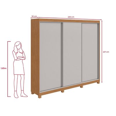 Guarda Roupa Casal 100% MDF 3 Portas Elos com pés Amêndoa/Off White